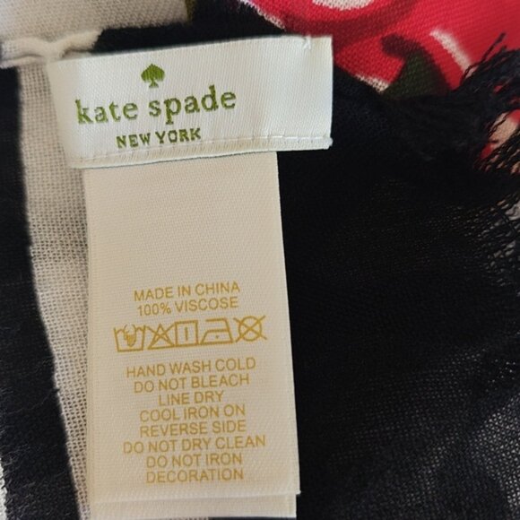 Kate Spade Scarf Ma Cherie Oblong Cherry Stripe 72" x 25" - Picture 4 of 4